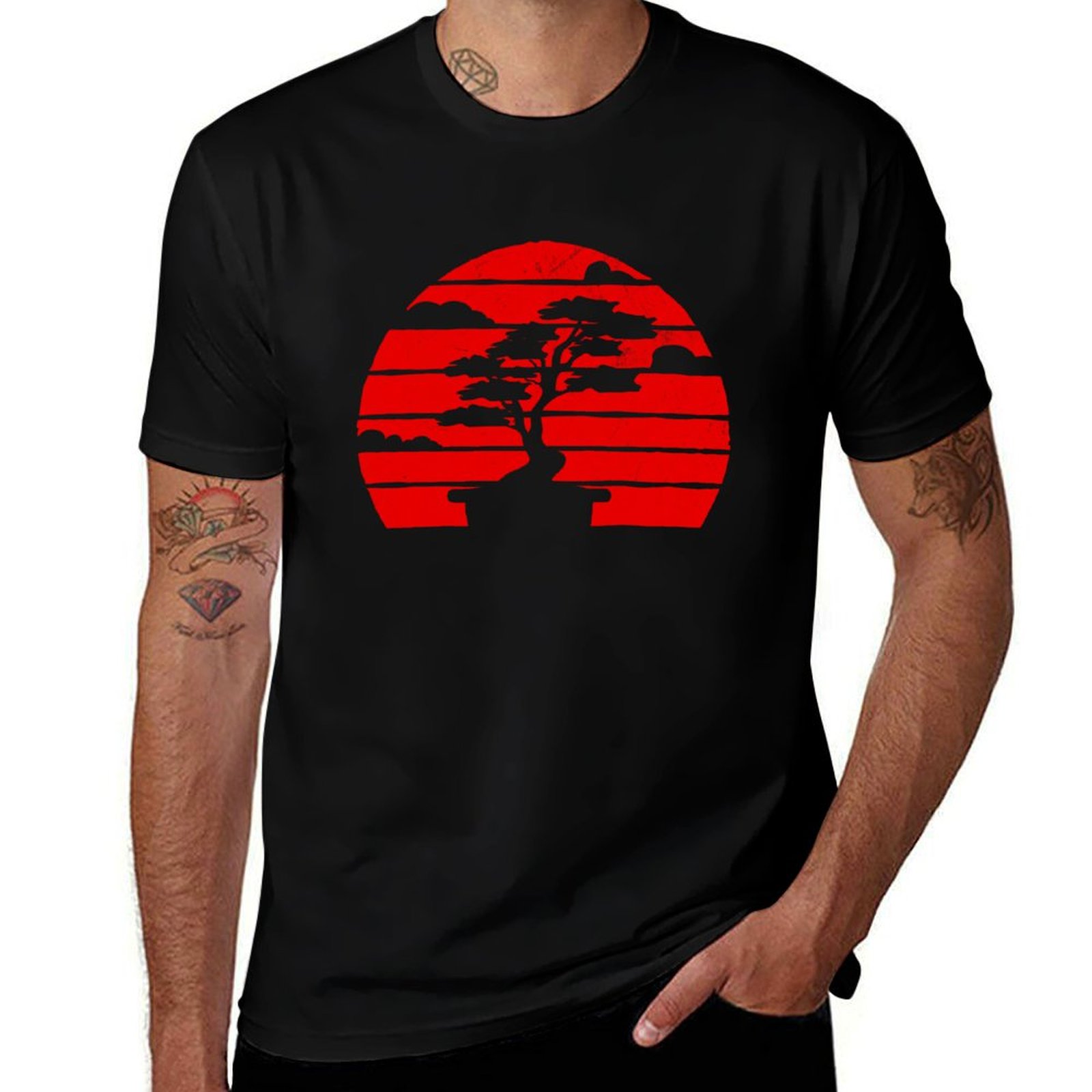 Japan Bonsai Garden - T-Shirt con Motivo Albero Bonsai Giardino